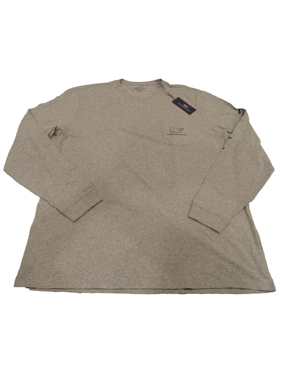 Vineyard Vines Shirt Mens 2XLT Gray Blue Whale Logo Pocket Long Sleeve Big Tall